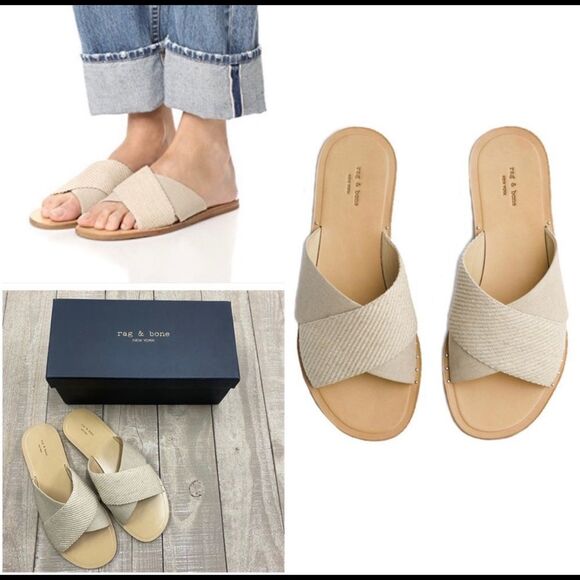 rag & bone Shoes - rag & bone Keaton Slide in Linen Combo